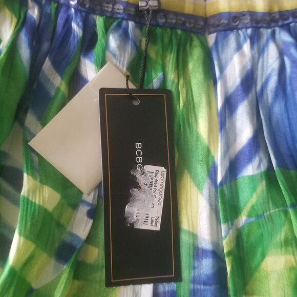 BCBGMAXAZRIA RUNWAY GREEN 100% SILK HALTER DRESS WOMEN'S SIZE 2 - Picture 3 of 6